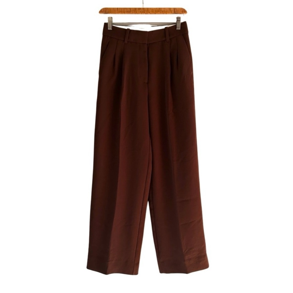 Aritzia Babaton Sz 2 The Effortless Pant Trousers Straight Leg Rich Cocoa Crepe